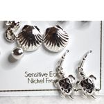NWT Bay Studio Beachy Silver Tone Sea Horse/Turtle/Shell/Crystal 5 pr. Earrings Photo 1