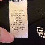 PaperMoon Blouse Large Elegant Black Top with Gold Foil Pattern Tie 3/4 Sleeves Photo 3