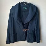 Ralph Lauren Lauren Jeans. Co  Sz M Women's Wrap Knit Jacket Navy Pockets Cotton Photo 0