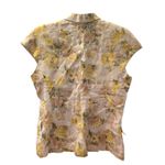 Doppiofilo Women Medium Floral Linen Blend Blazer Jacket Cap Sleeve Button Up Yellow Photo 1