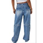 Free People Marx Slouch Denim Cargo Utility Jeans Sz 27 in Bluebell Photo 2