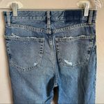 ZARA  High Rise Button Fly Straight Distressed Gem Bedazzled Raw Hem Denim Jeans Photo 5