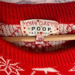 Poof! Poof Llama knit ugly Christmas sweater small red‎ and white Photo 2