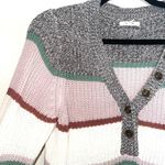 Maurice's Multicolor Striped Button Front Henley Knit Sweater Photo 3