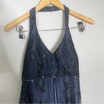 Betsy and Adam Vintage 90s Y2K Betsy Adam Prom Dress Gown Goth Fairy Beaded‎ Split Mesh Blue 8 Photo 2