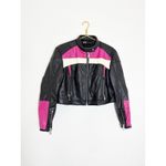 ZARA  Black Pink Motorcycle Biker Jacket Size Large Vegan Leather Grunge Gothic Photo 3