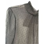 To The Max Women's Long Sleeve Sheer Tie Neck Sexy Top Blouse black size medium Photo 1