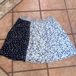 Maeve  Blue and White Leaf Print A-Line silk Skirt Photo 3