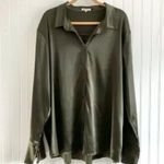 Revolve Remi X Women's Serena Button Up Satin Blouse Dark Green Oversized Sz S Photo 4