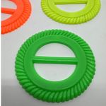 3 Round Scarf Buckles Shirt Clips Rings Orange Green Yellow Rope Design Plastic Photo 2
