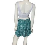 Green white Tiered mini skirt Size L Photo 2