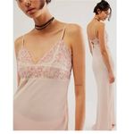 Free People NWOT Midnight Magic Maxi Slip Dress Pink Beaded Lace Trim Photo 1