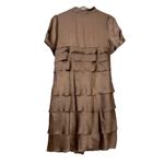 IENA | Silky Ruffled Copper Romantic Feminine Ruffled Short Sleeve Dress Size M Brown Size M Photo 1