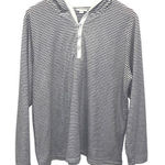J. Jill Fit Womens Stripe Loop Terry Long Sleeve Hoodie Black White Size XL‎ Photo 0