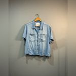 Lola River Chambray S/S Button Down Shirt Size L EUC Blue Size L Photo 2
