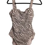 ANDIE Azzura One Piece Bias Stripe Olive Swimwear Bathing Suit Size M New Photo 1