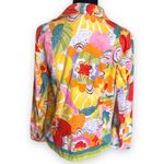 Coldwater Creek  Womens Jacket Sz M Colorful Floral Zip Front Green Orange Yellow Photo 2