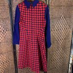 Vintage Kenny Classics Houndstooth Sweater Dress Size 10 Red Photo 3