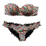 Victoria's Secret Strapless Bikini Ruffle Trim Confetti Multicolor XS 32B Photo 0