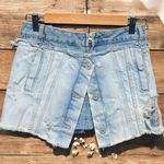 ZARA Women’s TRX IX’D Blogger Fave Distressed Denim Double Layer Mini Skirt Photo 0