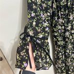 American Vintage Vintage Dark Micro Floral Whimsigoth Flutter Sleeve Midi Dress - Size 14 Photo 4