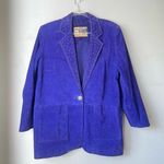 Vintage 90s Atlantic Beach Leather Coat Works Purple Suede Studded Jacket 16 Photo 0