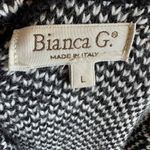 Bianca G. Made in Italy Jacquard Knit Sweater Coat L Black White Button Front Size L Photo 4