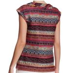 Trina Turk  Yuba Cap Sleeve Woven Top size medium Pink Black Blue Photo 2