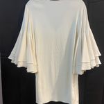 Alexis Harper Sz L Bell Flared 3/4 Length Sleeve Tunic Mini Dress Cream Color Photo 7