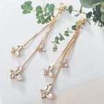 Gold Butterfly Crystal Long Tassel Dangle Drop Earrings for Women Photo 2