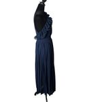 Lulus Ruffled Pleated One Shoulder Midi Dress Size M Blue Splendid Charisma NEW Photo 2