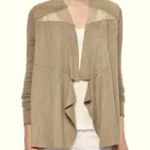 Elie Tahari NWT SZ XS  Sarena Tan Goat Suede  open  front Cardigan Photo 1