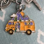 Volkswagen Bus Keychain with compass and camping sign charms. NWOT Photo 1
