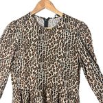 ZARA Leopard Print Mini Dress Womens S Brown Long Sleeve Statement Piece Photo 3