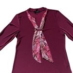 Burgundy 3/4 Sleeve Blouse V Photo 2