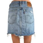 Levi's Blue Light Wash Distressed Cut Off High Waisted Denim Jean Skirt Size 25 Photo 2