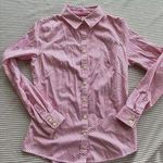 Banana Republic  Women's Pink Gingham Button-Up Shirt Size 6 Fitted Professional Photo 0