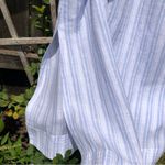 Sigrid Olsen  long white and blue striped linen maxi dress w/pockets M Photo 3