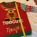 No Boundaries  Christmas Too Cute To Be Naughty Rudolph Red Sweater Juniors XXXL Photo 8