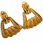 Anne Klein Vintage Gold Tone Sculptural Clip Earrings Photo 3