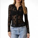 Forever 21 Y2K black Sheer Lace Long Sleeve Button-Up Top sexy whimsigoth Photo 5