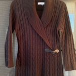 Calvin Klein Women’s Buckle Black Wrap Cable Knit Sweater Dress Size Medium Photo 2