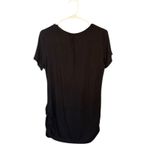Ekouaer Black Short Sleeve Scoop Neck Ruched Sides Blouse Women Sz M Photo 1