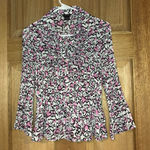 Vintage women’s Pink and Black heart‎ Patterned Women's Top size S Photo 0