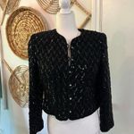 Vintage Ursula of Switzerland Black Sequin Cropped Jacket Made in USA Sz 10P Photo 0
