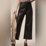 Anthropologie Maeve $148 The Colette Black Faux Leather Pants Rock Wide Leg 30 Photo 1