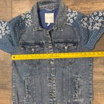 Avec Les Filles Women's Lightweight Denim Floral Patchwork Jean Jacket Medium Photo 6