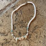 Vintage 90s Puka Shell Mother of Pearl Dolphin Necklace Hawaii White Photo 0