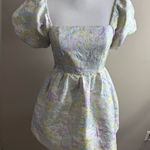 TCEC  Pastel Floral Puff Sleeve mini dress jacquard size small Photo 0