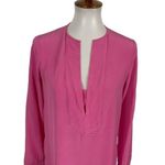 BCBGMAXAZRIA  Emmalise Silk Top XXS Pink Blush Berry Luxe Designer Minimalist Photo 2